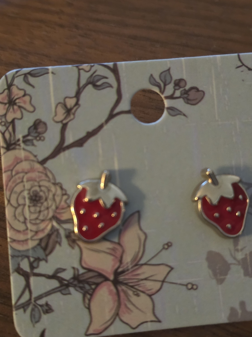 Classic Strawberry Red Enamel Stud Earrings - Unbranded